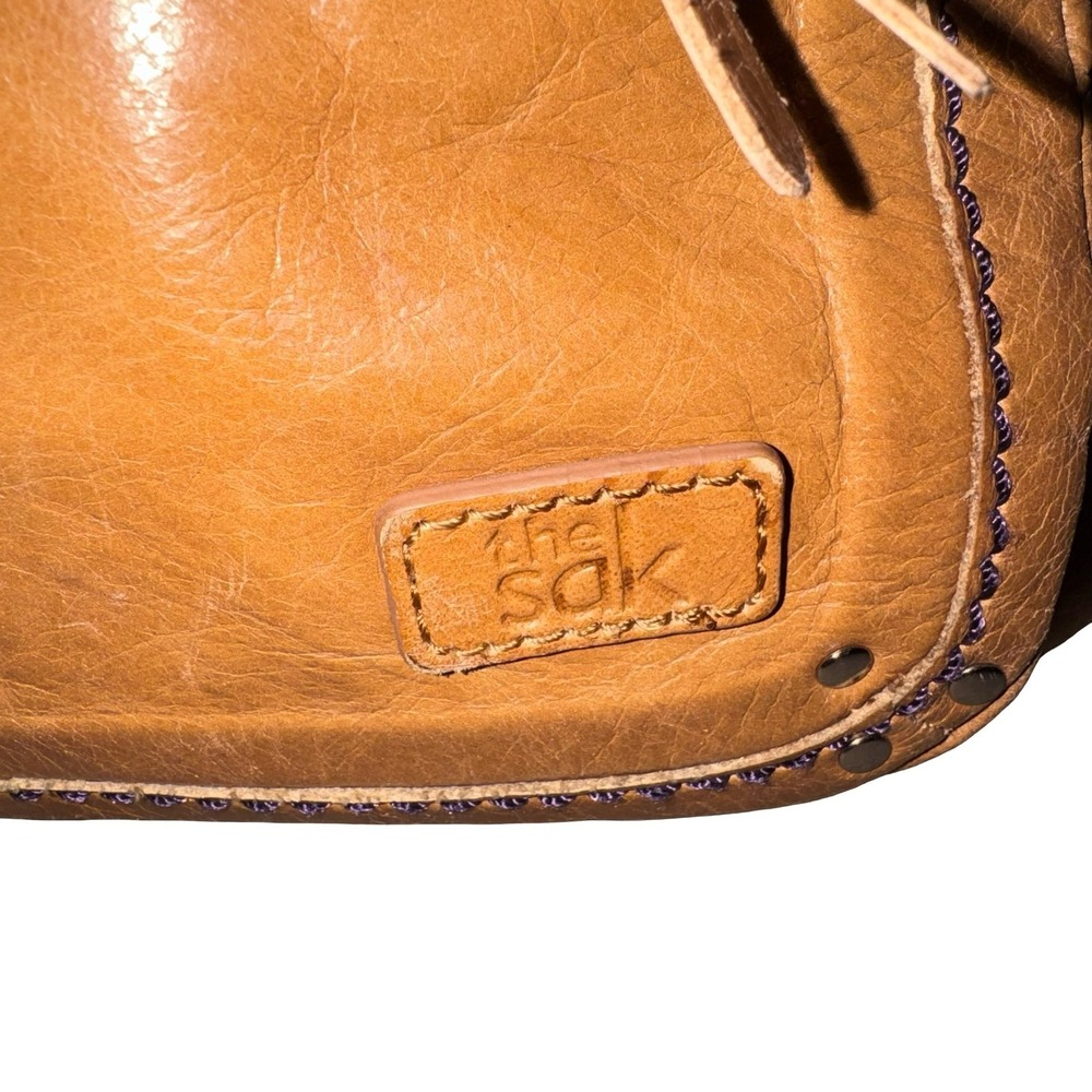 The Sak Cognac Leather‎ Messenger Bag Boho Crossbody Satchel Shoulder Purse - Picture 3 of 9